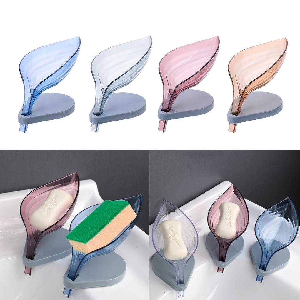 Держатель для губки для мытья мыла в форме листа, сливной ящик, полка для мыла с присосками