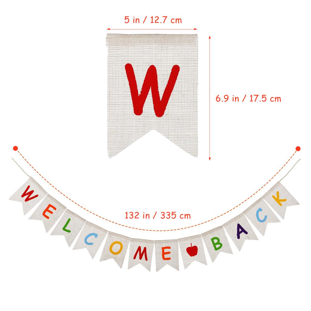 BESTOYARD 335M Welcome Back Banner Jute Bunting Banner Sign Backdrop for School Home Office Banner for School