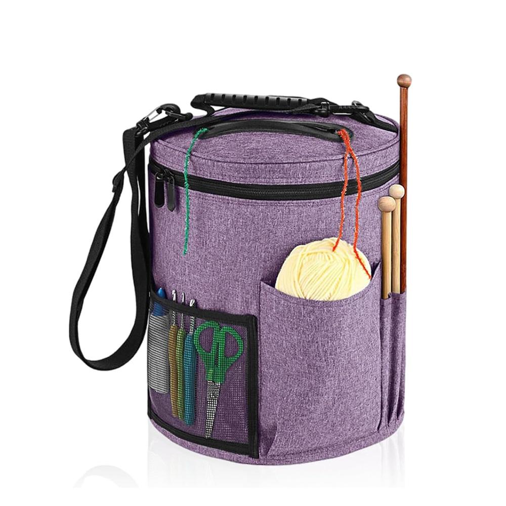 Сумка для хранения вязальных инструментов, органайзер для пряжи, сумка-тоут, большая вместимость, портативная, с передними спицами и крючками, карманом