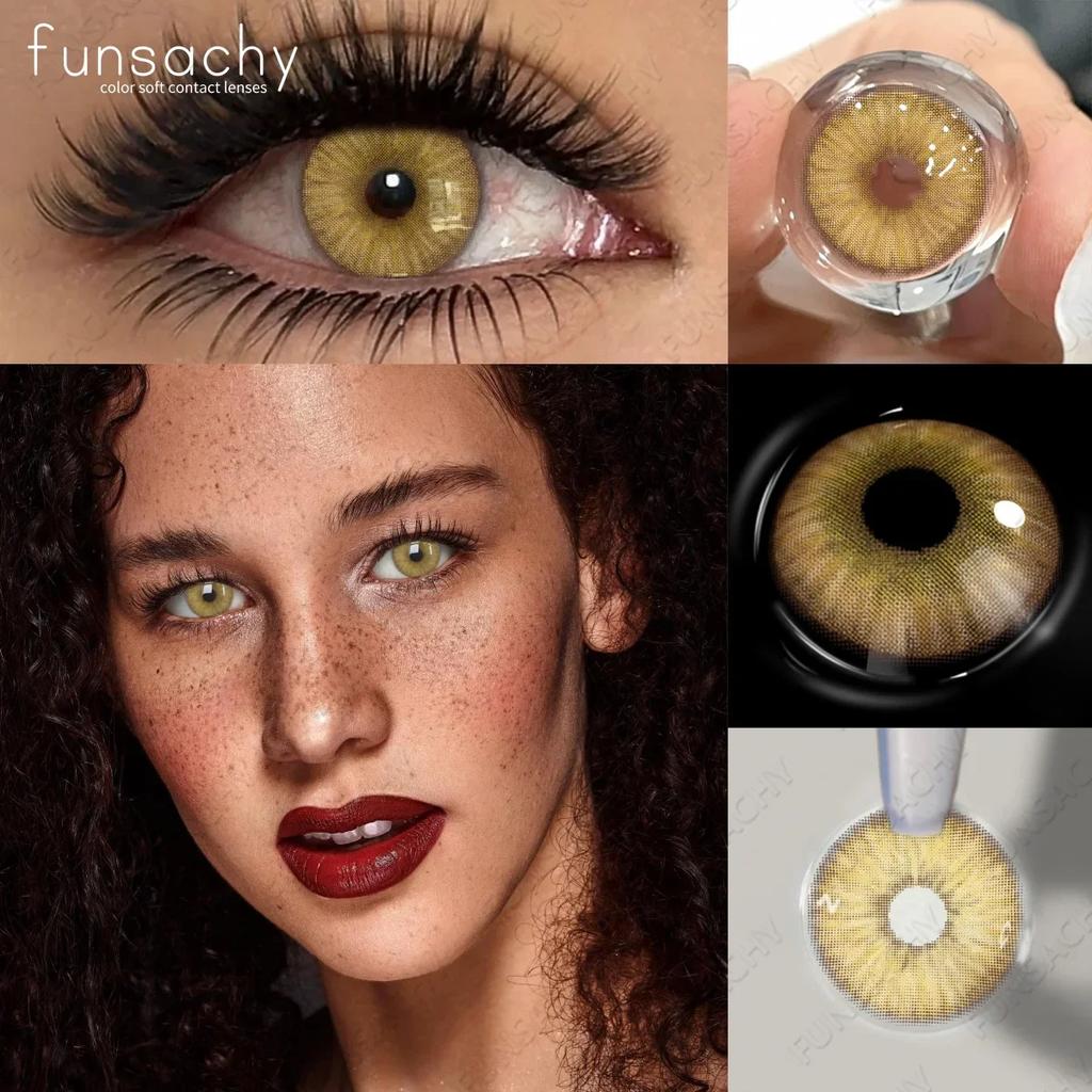 FUNSACHY New Colored Contact Lenses for Eyes 1Pair Brown Natural Eye Lenses Cosmetic Beauty Pupils Yearly Y2K Blue Eye Contacts