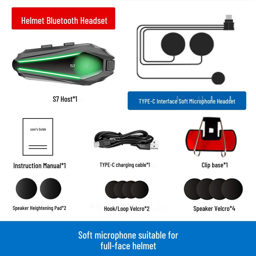 Водонепроницаемые мотоциклетные шлемы S7 с шумоподавлением и Bluetooth-наушниками