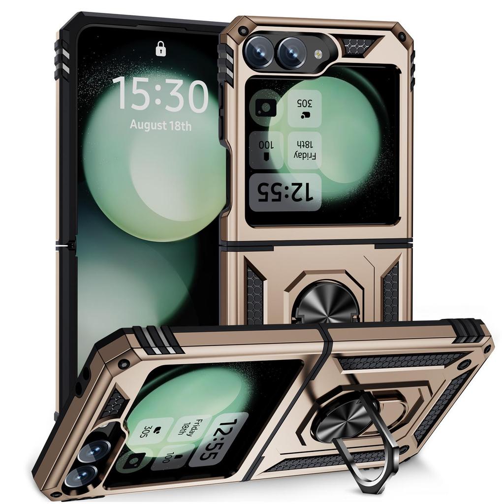Магнитный чехол-книжка Samsung Z Flip6/7 Soldier с защитой от падения и подставкой