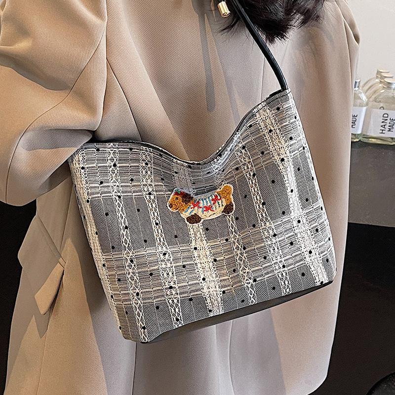 Милая сумка-ведро через плечо с изображением собаки таксы, новая, нишевая, в горошек, модная, простая, универсальная, модная, текстурная женская сумка