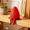 Funny Desktop Ornaments 3D Printed Articulated Strawberry Storage Box, Cute Figurine with Anthropomorphic Fruit Desk Decor Movable Limbs, Mini Trinket
