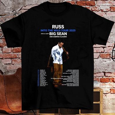 Винтажная футболка Russ Tour 025 Подарок Смешная Черная Все Размеры 20D03 Унисекс