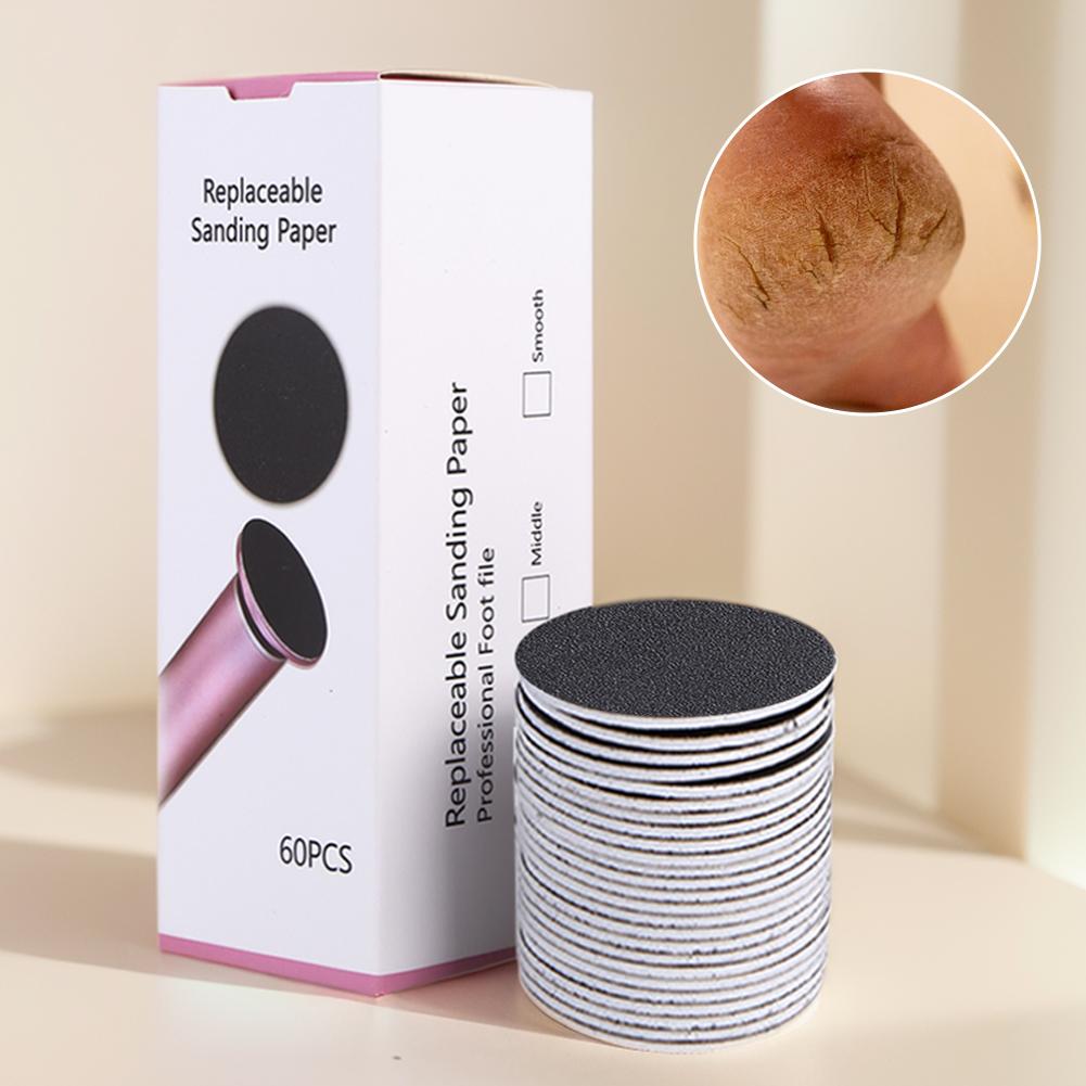 60 шт. 43 мм Наждачная бумага для удаления ороговевшей кожи стопДля электрической пилки для ногтей Кутикула Мозоли Сменная шлифовальная бумага Профессиональный педикюр