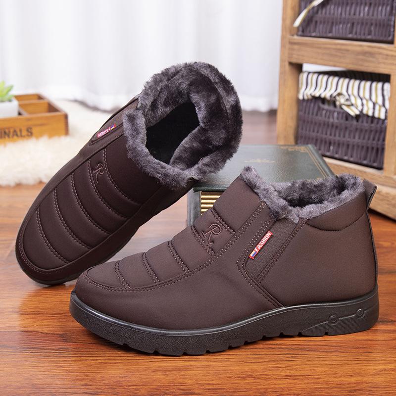 Зимняя старая хлопковая обувь, мужская водонепроницаемая нескользящая теплая, плотная и тяжелая легкая обувь для папы среднего и пожилого возраста