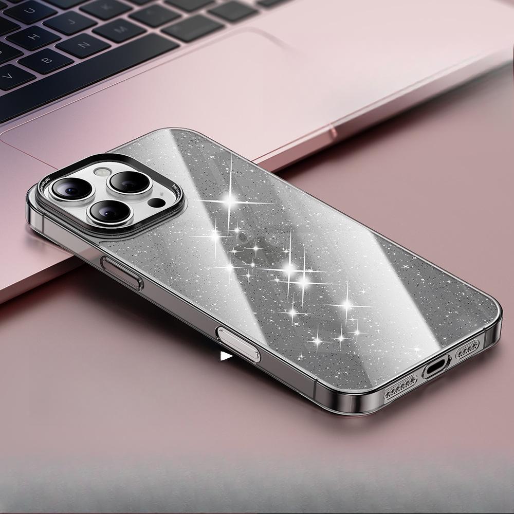 Подходит для iPhone15ProMax Чехол для мобильного телефона из закаленного стекла с блестками Apple 14 Рассеивание тепла и воздухопроницаемость 13