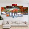 5 Panel Landscape Thailand Waterfall Autumn Forest Canvas Painting Posters and Prints Wall Art Pictures Room Home Decor No Frame