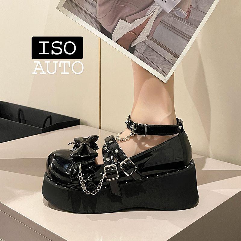 Туфли Мэри Джейн на платформе pure lust babes женские 2024 новые панк лолита туфли с бантом британские jk маленькие кожаные туфли