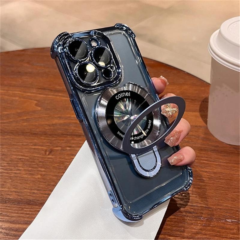 Для iPhone 16 Pro Max Роскошный прозрачный держатель-подставка с рамкой, чехол для телефона для iPhone 11 12 13 14 15 16 Pro Plus, защитная крышка объектива
