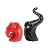 Ceramic 'Lucky Elephant Family' Figurines Showpiece Piano Finish Red Black for Home Decor Living Room Office Home - Set of 2