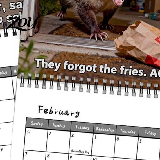 Novelty Gift for Friends Screaming Opossums Wall Calendar 2027, Funny Possum Photography Monthly Planner with Animal 12 Month Layout And Thick