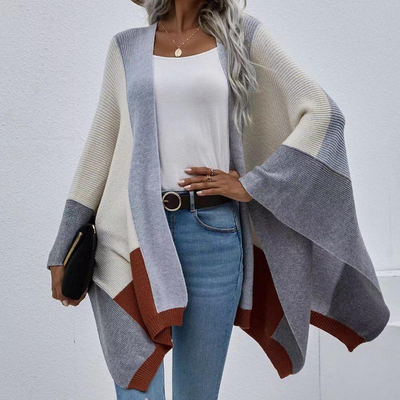 IHUASU Осенне-зимний женский клетчатый большой размер свободный вязаный кардиган куртка джемпер женский