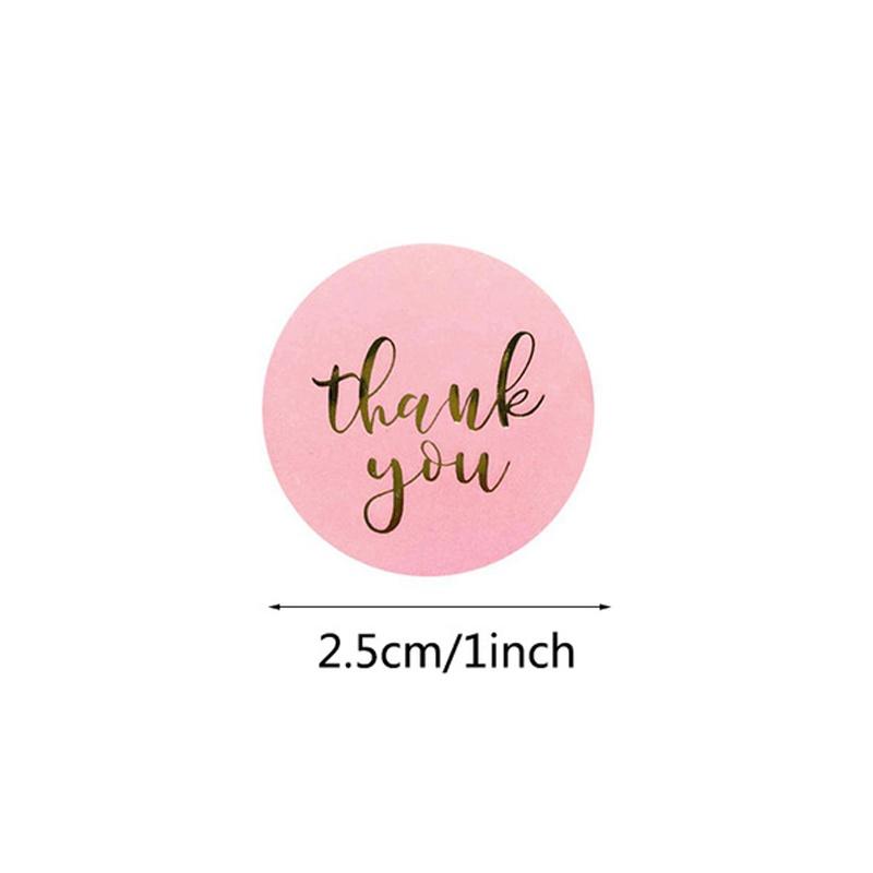 500pcs Pink Paper Label Stickers Foil Thank You Stickers Scrapbooking 1'' Wedding Envelope Seals Handmade Stationery Sticker