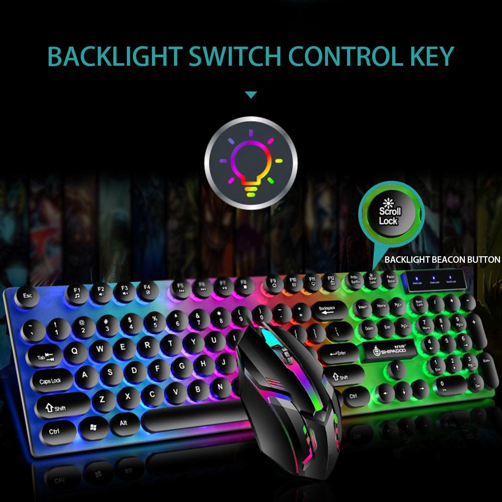 Проводная игровая клавиатура, мышь, комбинированная игровая мышь, круглая клавиатура в стиле ретро в стиле ретро