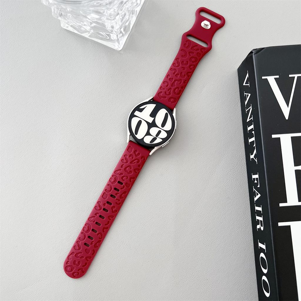 Ремешок с леопардовой гравировкой 20 мм, 22 мм для Samsung Galaxy Watch 6, 5, 4, 40 мм, 44 мм, силиконовый милый ремешок Gear S3 6, классический, 43 мм, 47 мм, Active 2