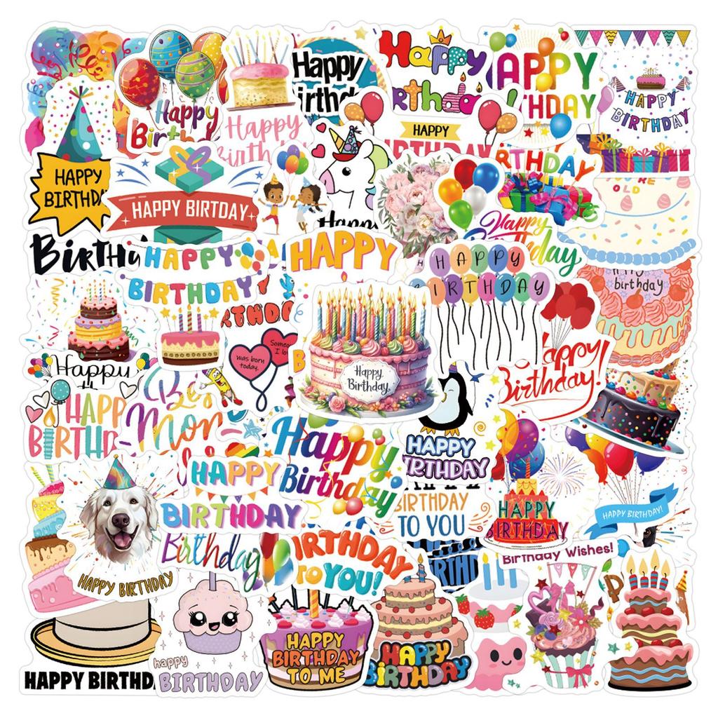 55 New Happy Birthday Graffiti Stickers Decorate Suitcase Laptop Mobile Phone Stickers