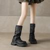 Мода 2024 года, новые туфли для женщин, женские ботинки с пряжкой на ремне, модные современные ботинки с боковой молнией, женские высококачественные ботинки с круглым носком длиной до середины икры, Zapatos
