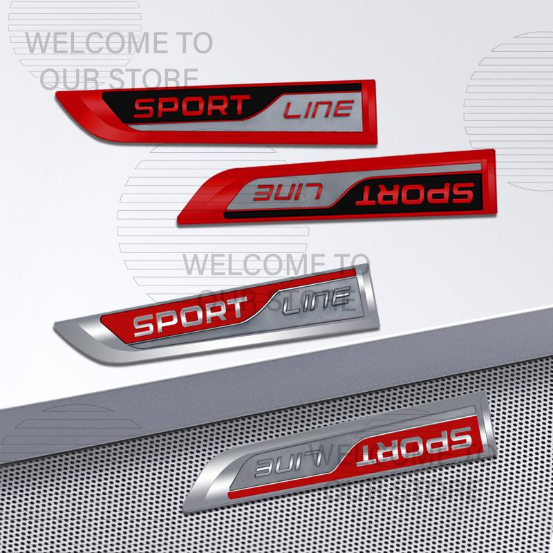 Car Decor Metal Sport Line Letter Emblem 3D Sticker Accessories For Skoda Rapid Kamiq Octavia Yeti Superb Body Side Trunk Decals