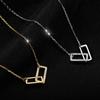 Interlocking Double Ring Paper Clip Charm Necklace for Women Clavicle Necklace Wedding Jewelry S-N698