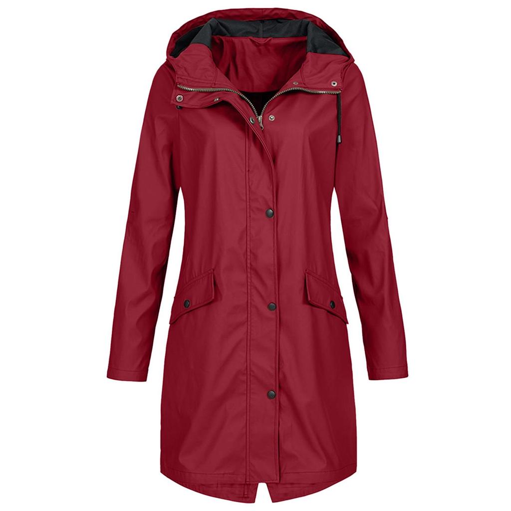 Womens Waterproof Raincoat Ladies Outdoor Wind Rain Forest Jacket Plus Size Coat