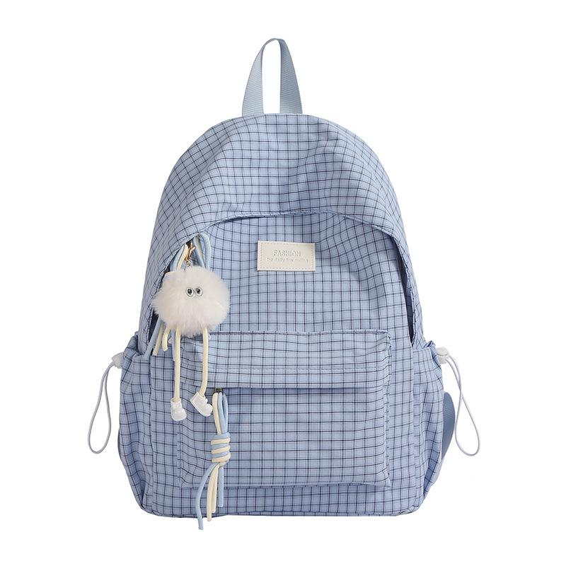 Schoolbag schoolbag female junior high school student high value plaid backpack autumn and winter new large capacity college student computer bag