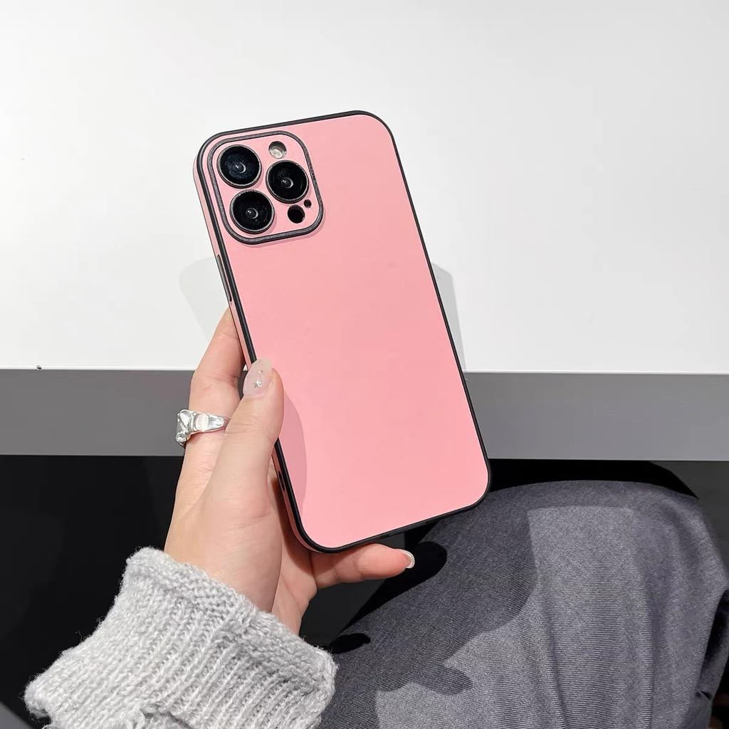 Чехол для телефона из гладкой кожи с мелкими отверстиями для защиты объектива, подходит для iPhone 16, простой защитный чехол для 12 Pro Max и Apple 15 Plus