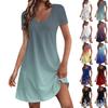 Women's Fashion Casual Printed With Pockets Bohemian Beach V-Neck Short Sleeve Dresses