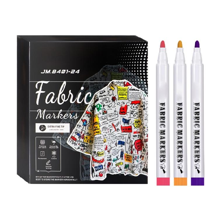 Маркеры для ткани Mediums Tip Permanent Fabric Marker T-shirt Shoe Marker Pen для рисования 12/24 цвета Постоянный маркер для ткани для одежды