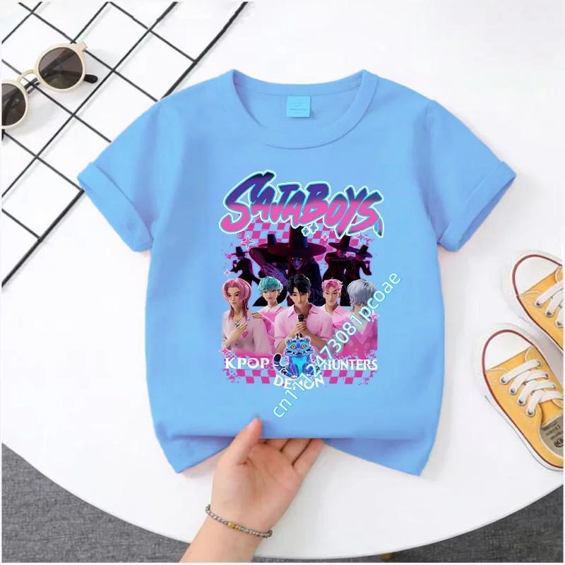 KPop Охотники на демонов 2026Новые Мальчики Саджа Мультяшные Мальчики Футболка Круглый вырез Модный Повседневный Топ Детская Футболка Детская Одежда