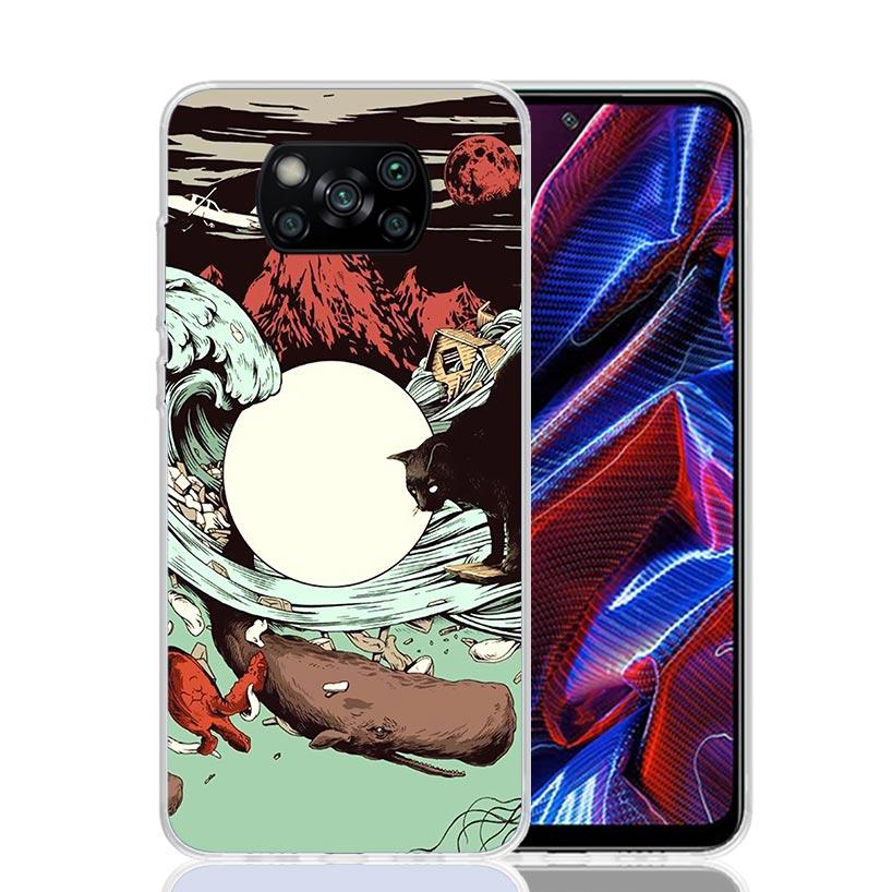 Japanese Pub Wave Anime Arrived Case Phone Cover for Xiaomi Poco X3 Nfc X5 X6 X7 X4 Gt F6 F5 Pro F4 F3 M5S M5 M4 M3 5G Trend Fun