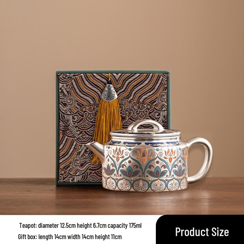 Китайский посеребренный чайный набор: Подарочный чайник и чашки для пожилых, друзей, на новоселье или в качестве сувенира на день рождения.