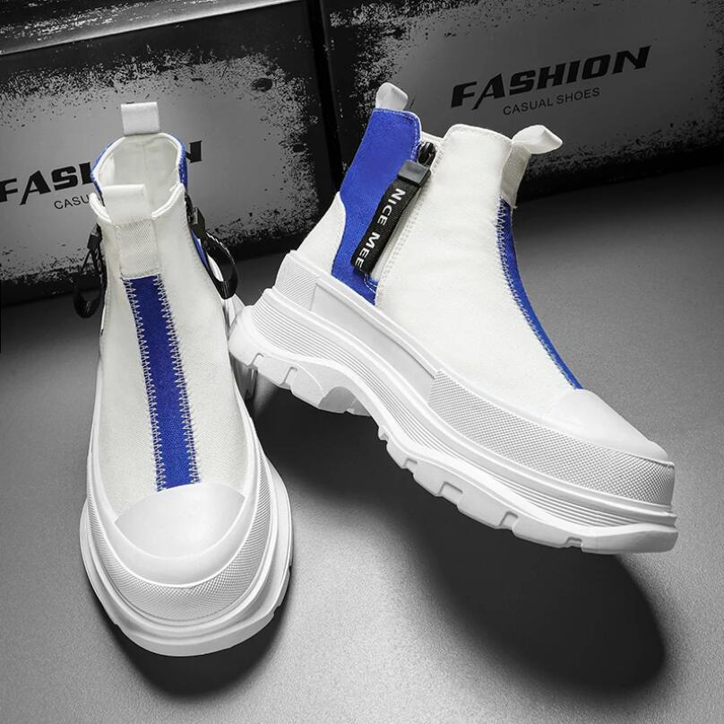 2024 Мужские высокие кроссовки Gang Повседневные легкие удобные туфли для скейтбординга Прогулочные туфли на плоской подошве Осенний тренд Платформа Мужские вулканизированные туфли