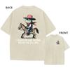 Mens Vintage Oversized Washed TShirt Retro Funny Cowboy Frog Casual Streetwear