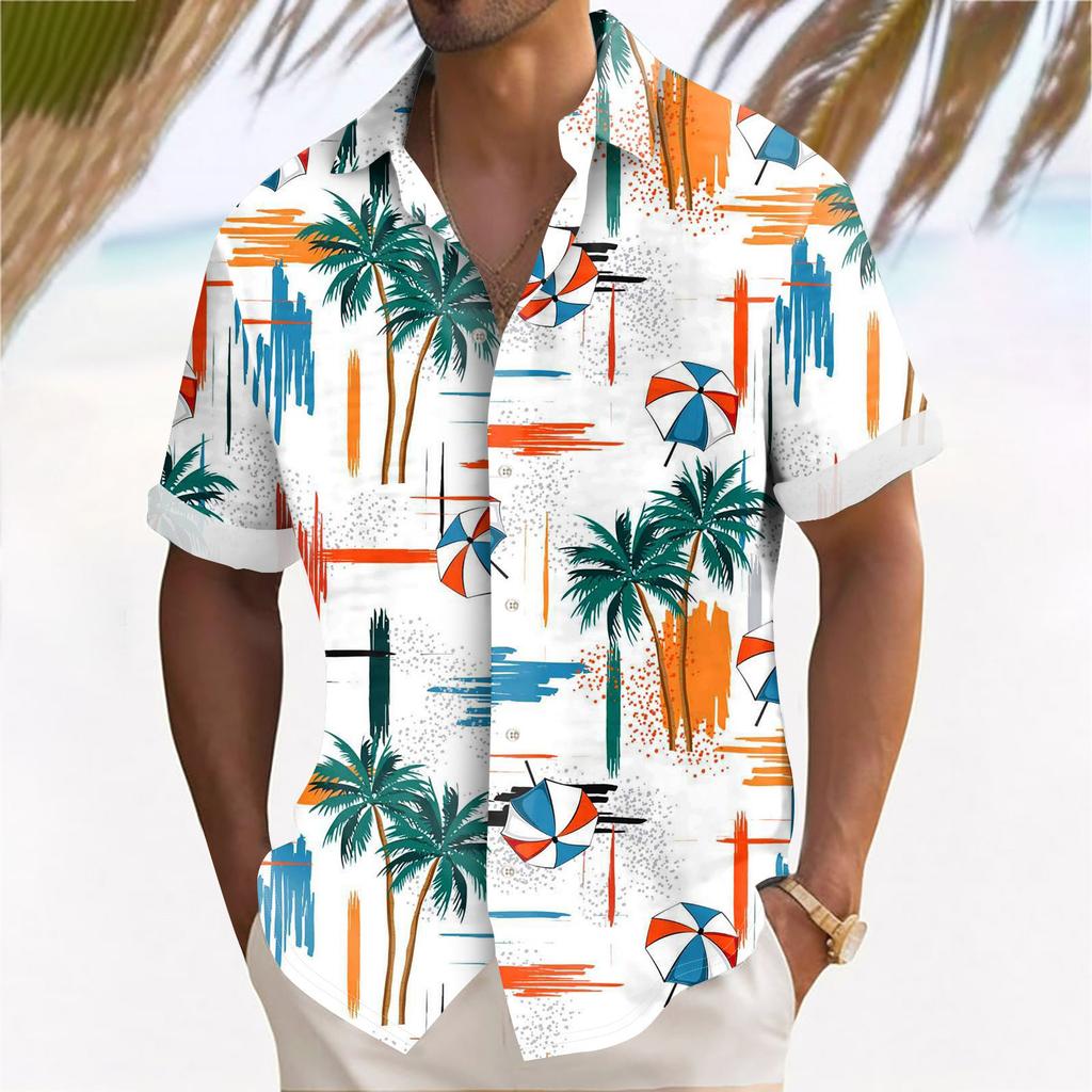Гавайские рубашки для мужчин с 3D-принтом для пляжа и цветов, рубашка с коротким рукавом для мужчин, пляжная повседневная мужская рубашка свободного покроя