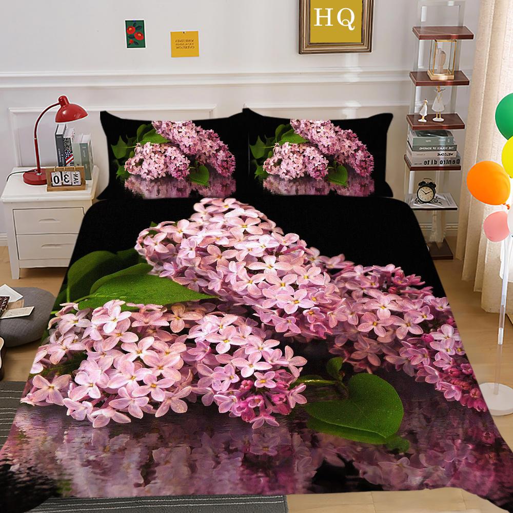 Постельное белье с 3D принтом цветов, двойной размер, комплект постельного белья из микрофибры, комплект постельного белья для девочек, модное домашнее постельное белье