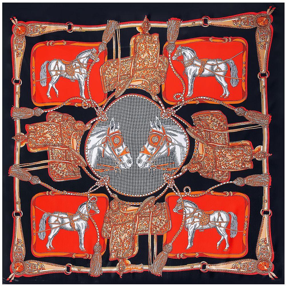 Luxury Four Leaf Clover Flower Headband Hijab Bandana Women Satin Silk Scarf Shawl Foulards Femme Square Scarves Wraps 90*90CM