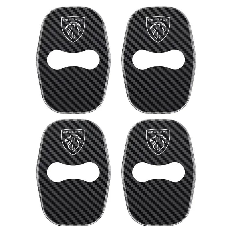 Car Sticker 2025 Hot 4Pcs Stainless Steel Car Door Lock Cover Stickers For Peugeot 208 3008 407 2008 508 206 308 307 Interior Au