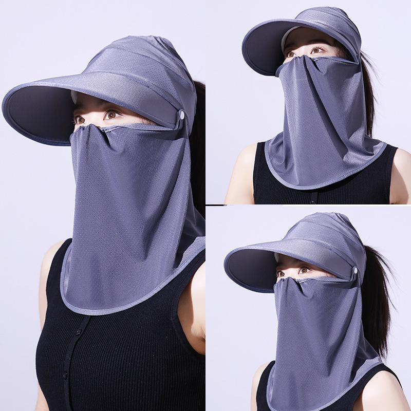 Adjustable Outdoor Cycling Mask Removable Sunscreen Hats New Ice Silk Sunscreen Cap
