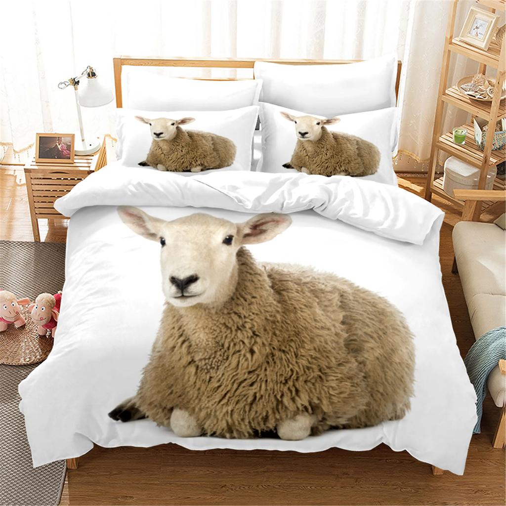 3D Printed Sheep Duvet Cover With Pillow Cover Bedding Collection Single Double Twin Full Queen King Size Animal Bed Collection Bedroom Decor