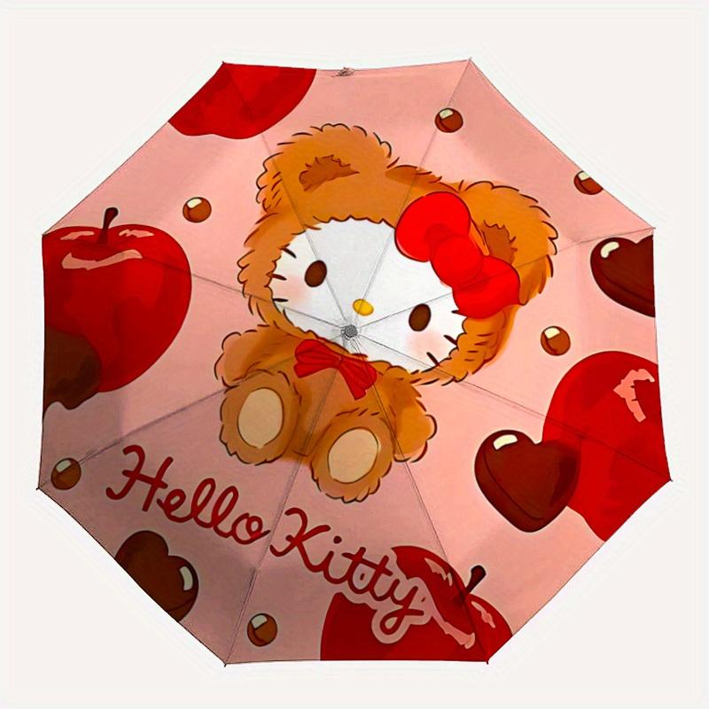 1pc Apple & Hello Kitty Automatic Folding Umbrella - 3 Folding Design, Vivid Cartoon Pattern, Suitable for Outdoor Activities, A Gift for Fans In All