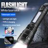 Type C Rechargeable Flashlight High Brightness Zoom Strobe COB Sidelight Battery Gauge Large Capacity ABS Camping Search Light