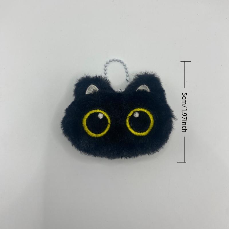 Kawaii Black Kitten Doll Keychain Cute Soft Plush Pendant Backpack Suitcase Decorative Pendant Children's Toy Birthday Gift