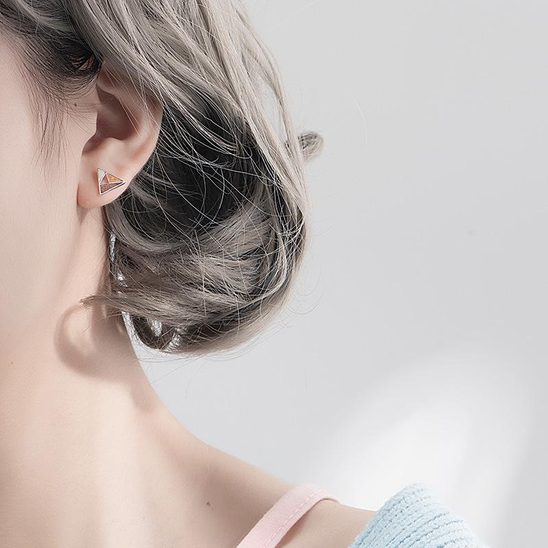 Triangular Stud Earrings Women's Minimalist Niche Temperament Colored Epoxy Geometric Ear Jewelry Fashion