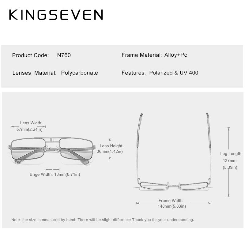 Новое поступление, поляризационные солнцезащитные очки KINGSEVEN, винтажная оправа из нержавеющей стали, брендовая прямоугольная конструкция, солнцезащитные очки для вождения и рыбалки N760