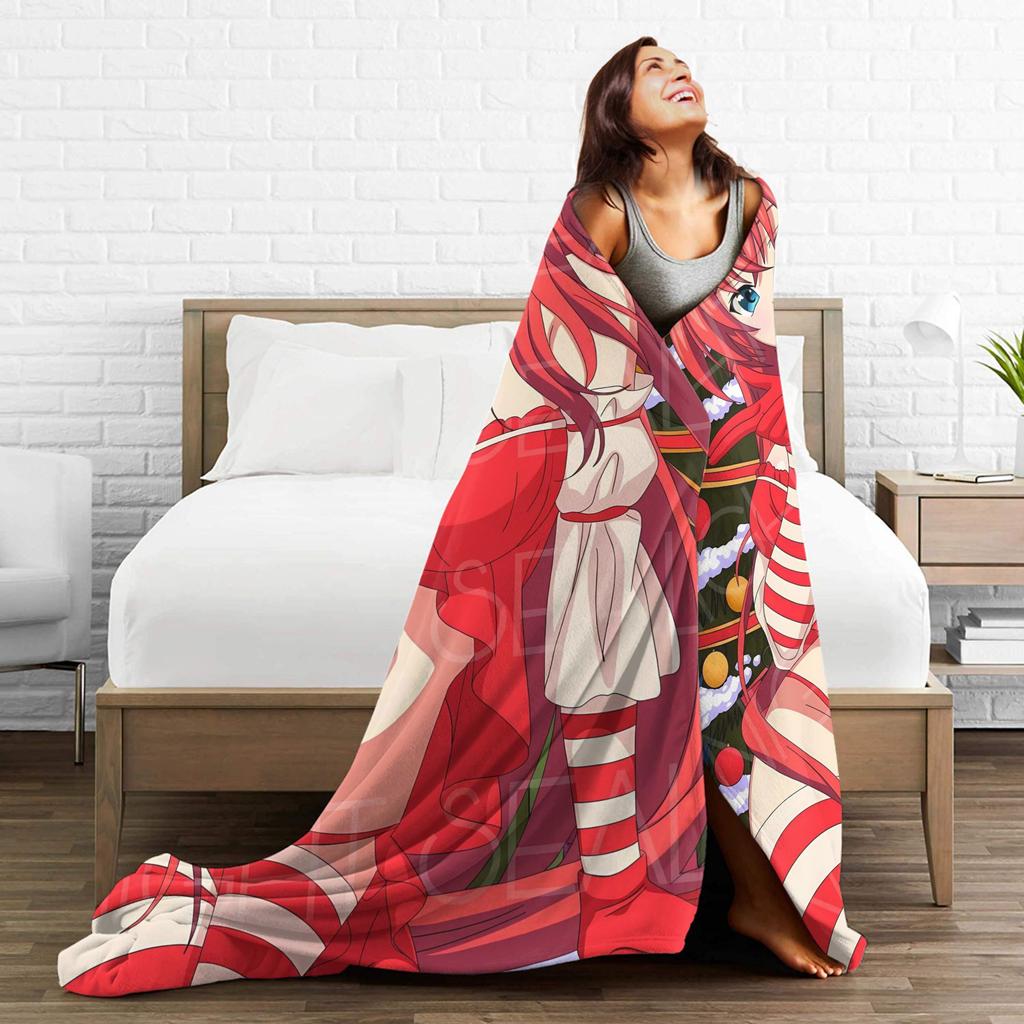 Chrismas Rias grimory High School DxD Anime Flannel Blanket Warm Soft Throw Blanket for Couch Bed Funny Bedspread Sofa Bed Cover