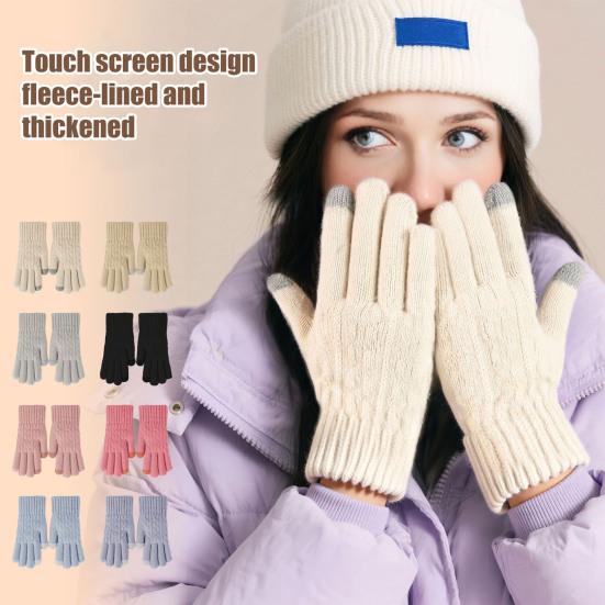 Thick Warm Knitted Gloves Windproof Touch Screen Winter Gloves for Riding Skiing Men Women Keep Warm Mittens