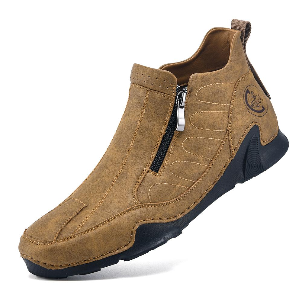 Модный бренд Мужские дышащие повседневные кожаные туфли на мягкой подошве Мода Весна Новый стиль Мужские удобные повседневные туфли на молнии сбоку «Осьминог»