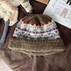 Retro Jacquard Knitted Beanies Cap For Men&Women Winter Warm Unisex Hooded Hat Balaclava Caps Outdoor Ski Beanie Cold Hat Bonnet